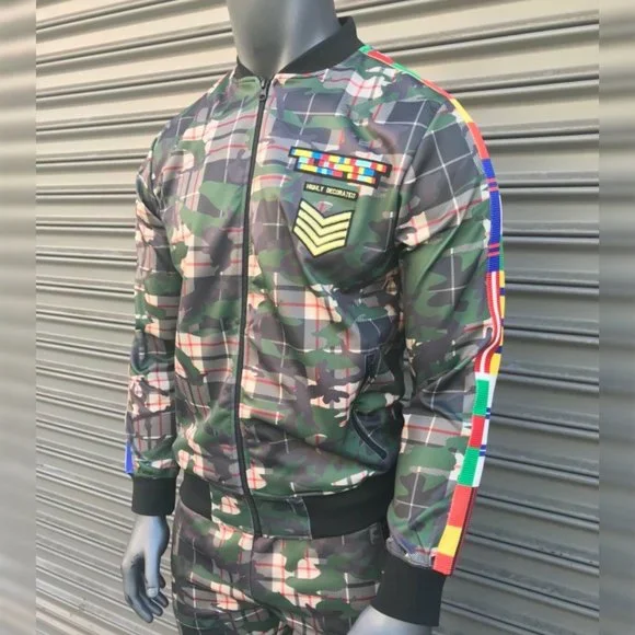 Men's Hudson Green Military Camouflage Fashion Tracksuit